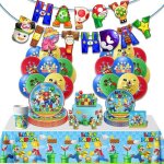 Decoration anniversaire super mario 89 pcs ensemble de fte danniversaire contient gobelets serviette ...