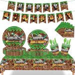 Decoration anniversaire minecraft 82 pcs mine - craft anniversaire vaisselle comprend bannières assiette ... Decoration anniversaire minecraft 82 pcs mine - craft anniversaire vaisselle comprend bannières assiette ...