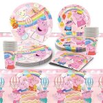 Decoration anniversaire peppa pig 81 pcs anniversaire vaisselle kit pour d�corations de f�te danniversaire ...