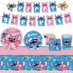 Decoration anniversaire stitch fille d�corations danniversaire pour enfants comprend banni�re nappe serviettes ...