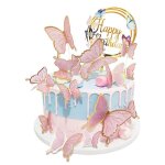 Dcorations de cupcake papillon 16 heures dcorations de fte de gteau joyeux anniversaire