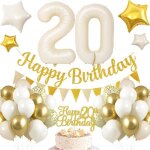 D�coration danniversaire 20 ans pour homme blanc dor� avec ballons gonflables 20 ans pour homme 20 ans[a684] ...