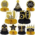 D�corations danniversaire 50 ans de table - 9 pi�ces nid dabeille centre de table anniversaire fournitures ...