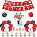 D�corations danniversaire de football rouge et blanc banni�re � happy birthday � sur le th�me du football ...