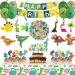 D�corations danniversaire sur le th�me des dinosaures avec banni�res ballons d�corations pour cupcakes ...