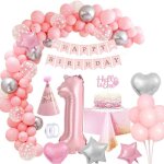 Decoration de fête anniversaire fille 1 an rose ballon anniversaire bannière joyeux anniversaire deco ... Decoration de fête anniversaire fille 1 an rose ballon anniversaire bannière joyeux anniversaire deco ...
