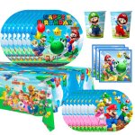 Dcoration de fte danniversaire mario articles de table deco anniversaire mario bros pour enfants 141 ...