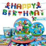 D�coration de f�te danniversaire - mario - kit vaisselle - multicolore - enfant - int�rieur