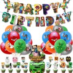 Decoration de fête danniversaire minecraft bannières danniversaire ballons decoration gateau ruban adhésif ... Decoration de fête danniversaire minecraft bannières danniversaire ballons decoration gateau ruban adhésif ...