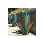 Sculpture de jardin en métal - agave - 65 cm - 9 feuilles - couleurs orange et bleu - style rustique Sculpture de jardin en métal - agave - 65 cm - 9 feuilles - couleurs orange et bleu - style rustique
