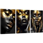 D�coration murale africaine peinture impression sur toile motif femme dor�e et noire portrait art moderne ...