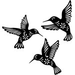 D�coration murale colibri oiseau en m�tal noir 3 pi�ces 10. 2in d�coration murale en fer forg� colibri ...