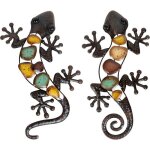 D�corations murales - largeight - lot de 2 - sculptures de salamandre - m�tal - couleurs multiples