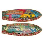D�coration murale planche surf set de 2 en bois 75cm vacances plage oc�an vintage van