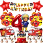 Decoration pompier anniversaire 4 ans ballons camion de pompier dcoration anniversaire garcon deco anniversai ...