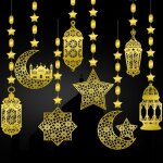 Banderole - d�coration de ramadan - 8 pi�ces guirlande de ramadan mubarak - pendentif �toile lune eid ...