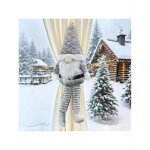 Dcoration de rideau de nol - ulisem - gnome suspendu - ambiance festive