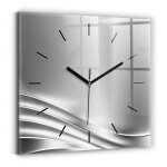 Decortapis horloge murale en verre horloge carr 30cm abstraction argente