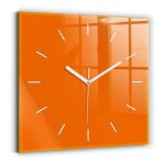 Decortapis horloge murale en verre horloge carr� 30cm orange