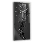 Decortapis horloge murale en verre horloge rectangulaire 30x60cm abstraction noire