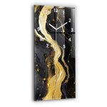 Decortapis horloge murale en verre horloge rectangulaire 30x60cm marbre dor