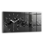 Decortapis horloge murale en verre horloge rectangulaire 60x30cm abstraction noire