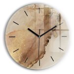 Decortapis horloge murale en verre horloge ronde 30cm art moderne beige