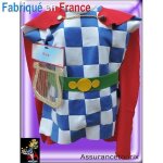 Dguisement de barde - assurancetourix - tunique  damier bleu - blanc ceinture verte et cape rouge - ...
