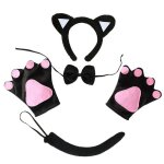D�guisement chat 5 pi�ces ? serre - t�te oreilles queue gants pattes n?ud papillon ? halloween / f�tes ...