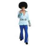 D�guisement disco homme - ptit clown - ptit clown - bleu - polyester - chemise pantalon ceinture
