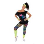 Dguisement femme annes 80 - legging - ptit clown - costume disco carnaval cosplay danse - jaune fluo ...