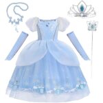 D�guisement lito angels robe de princesse cendrillon avec gant pour enfant fille 2 - 7 ans bleu