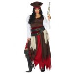 Dguisement pirate des caraibes femme - atosa - costume de boucanier corsaire - marron
