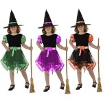 Dguisement de sorcire - atosa - modle avec robe et chapeau - femme - couleurs acidules