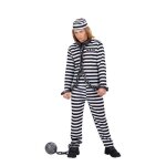 D�guisement - widmann - costume de prisonnier ray� noir et blanc - veste pantalon et chapeau - enfant ...