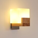 Delipop applique murale vintage - bois naturel et verre blanc - led 3 couleurs - id�ale pour couloir ...