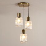 Delipop lustre moderne 3 lampes e27 ? abat - jour en verre ? suspension 150 cm ? id�al salon chambre ...