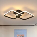 Delipop plafonnier led 42w - design moderne carr� noir - lumi�re chaude 3000k - id�al pour salon chambre ...