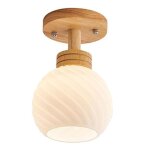 Delipop plafonnier moderne en bois et verre - design minimaliste - douille e27 max 60w - idal pour salon ...