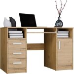 Delta - bureau 120cm 3 tiroirs avec armoire et �tag�res pour bureau / chambre - ch�ne