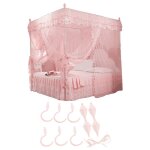 Deluxe princess 3 ct ouvert rideau de lit canopy net moustiquaire literie rose m moustiquaire de lit