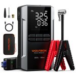 Dmarreur voiture avec compresseur d?air 3000a wolfbox 16000mah 160psi booster 12v pour 8l essence 6l ...