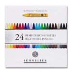 Demi - crayons pastels - boite de 24 couleurs - 7cm longueur - sennelier