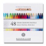Demi - crayons pastels - boite de 48 couleurs - 7cm longueur - sennelier