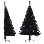 Demi sapin de nol artificiel - avec support - noir 120 cm pvc mg273
