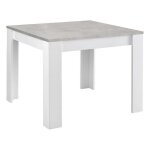 Denae - table carre 100cm laque blanc brillant et gris marbr