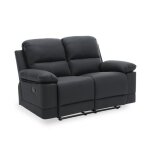 Denys - canap 2 places relax manuel simili cuir noir