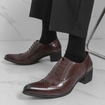 Derbies homme en pu bout pointu respitant business casual - marron