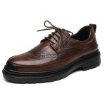 Derby chaussures block en cuir vritable chaussures dcontractes en caoutchouc  bout rond pour hommes ...