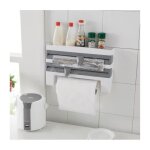 D�rouleur mural 3 - en - 1 - gris - pour papier aluminium - pour film transparent - lames cach�es - d�coupe ...